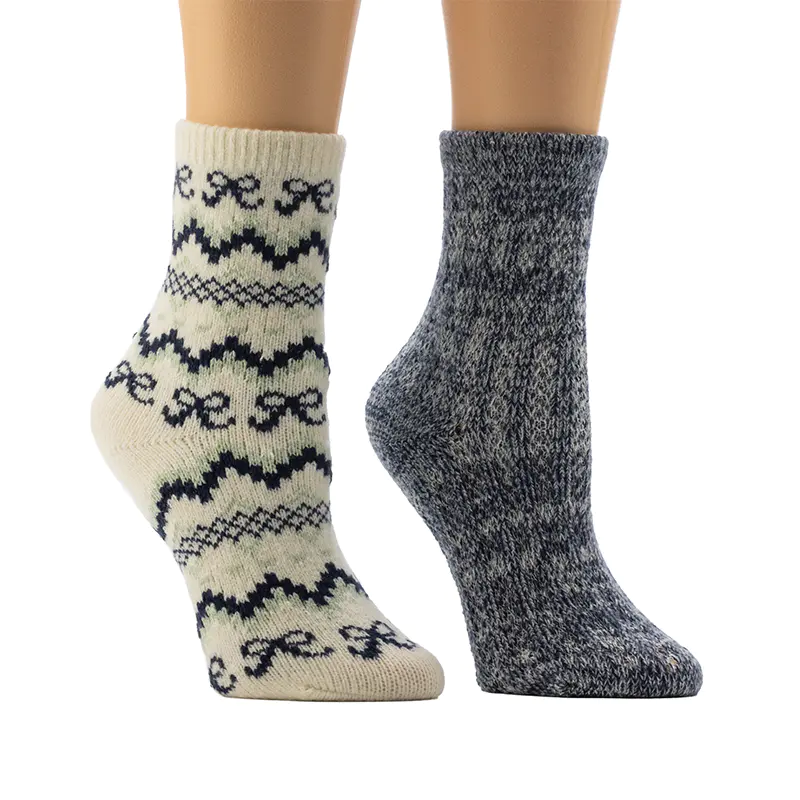 Ladies'Chevron Bow Chain Stitch Texture Home Socks